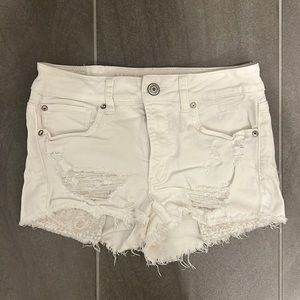 Denim white short shorts